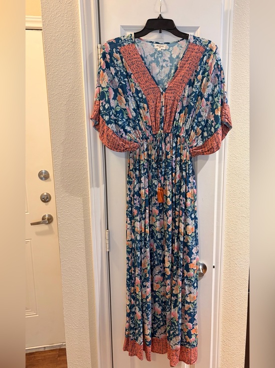 Cost Plus World Market Dresses & Skirts - World Market Teal Floral Boho Maxi Dress with a Beautiful Romantic Print